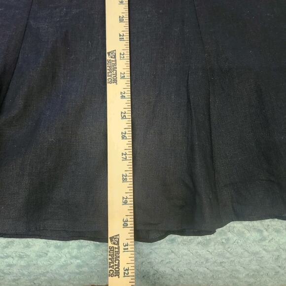 Lauren Ralph Lauren Black 100% Linen Midi Flared A Line Skirt 14W - Picture 7 of 11